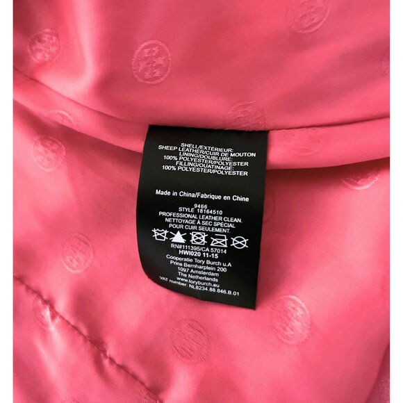 RARE Tory Burch Pink Leather Moto Jacket Size 6 - Picture 7 of 10